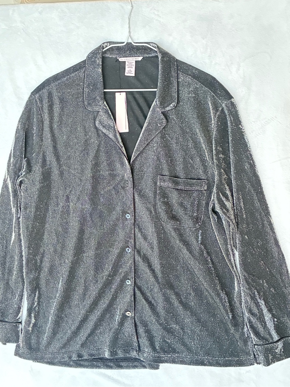 Victoria's Secret Black Shimmer Lightweight Shirt Jacket